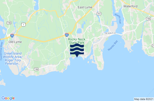 Mapa da tábua de marés em Rocky Neck State Park, United States