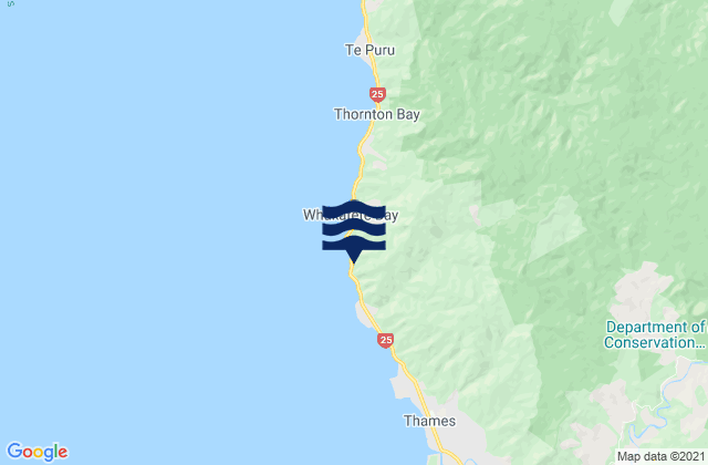 Mapa da tábua de marés em Rocky Point (Thames), New Zealand