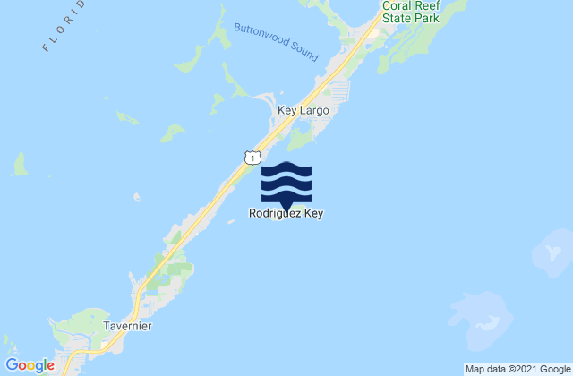 Mapa da tábua de marés em Rodriguez Key, United States