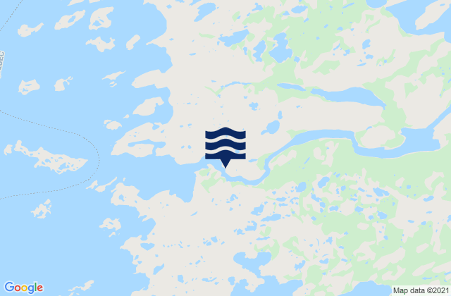 Mapa da tábua de marés em Roggan River, Canada