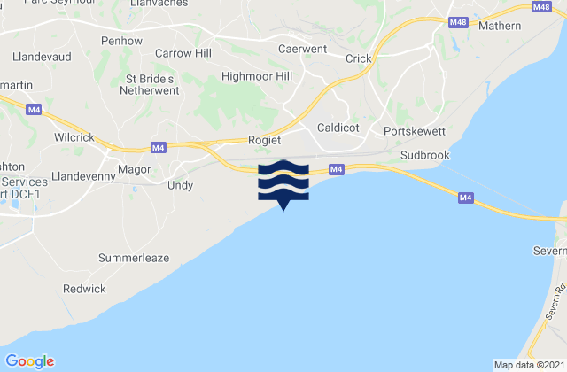 Mapa da tábua de marés em Rogiet, United Kingdom