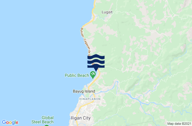 Mapa da tábua de marés em Rogongon, Philippines