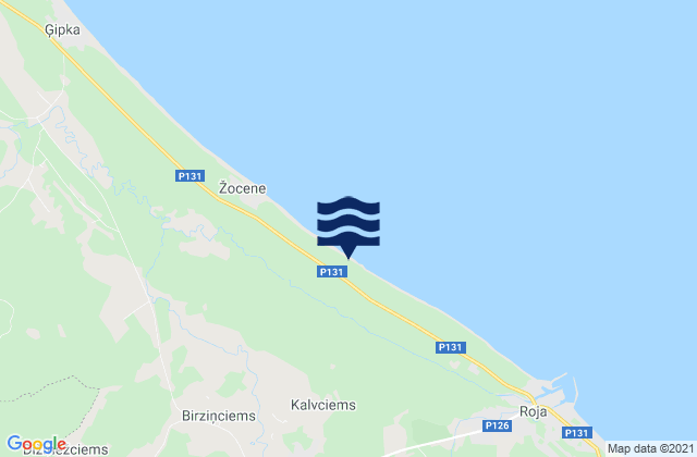 Mapa da tábua de marés em Rojas Novads, Latvia