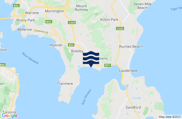 Mapa da tábua de marés em Rokeby, Australia