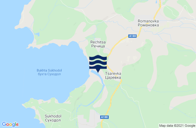 Mapa da tábua de marés em Romanovka, Russia
