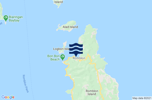 Mapa da tábua de marés em Romblon, Philippines