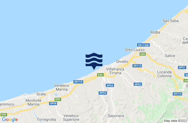 Mapa da tábua de marés em Rometta Marea, Italy