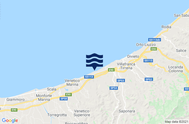 Mapa da tábua de marés em Rometta, Italy