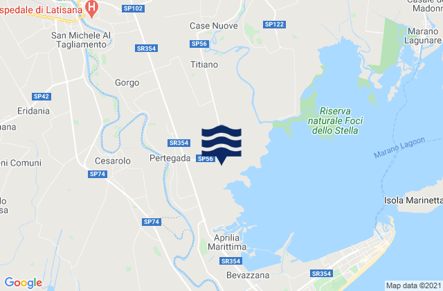 Mapa da tábua de marés em Ronchis, Italy