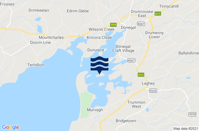 Mapa da tábua de marés em Rooney’s Island, Ireland