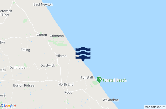 Mapa da tábua de marés em Roos, United Kingdom
