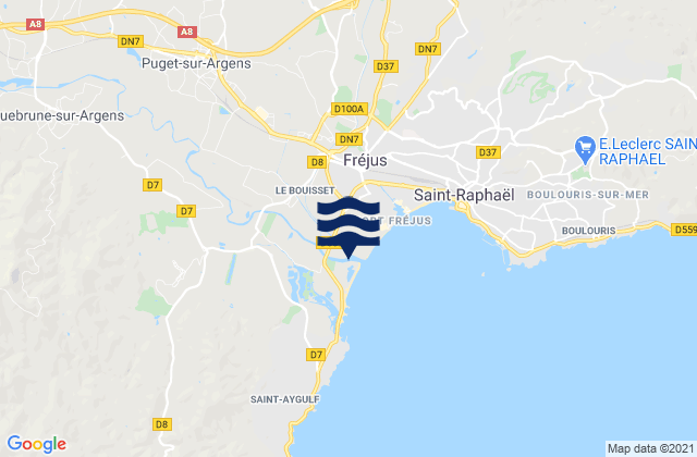Mapa da tábua de marés em Roquebrune-sur-Argens, France