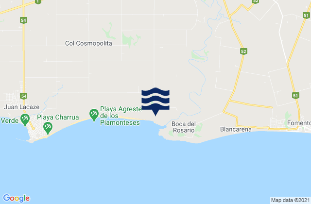 Mapa da tábua de marés em Rosario, Uruguay