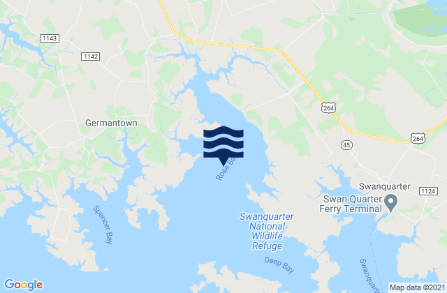Mapa da tábua de marés em Rose Bay, United States