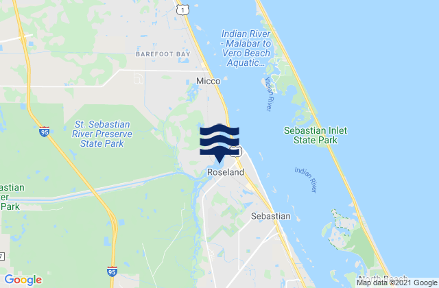 Mapa da tábua de marés em Roseland, United States