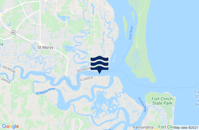 Mapa da tábua de marés em Roses Bluff Bells River, United States