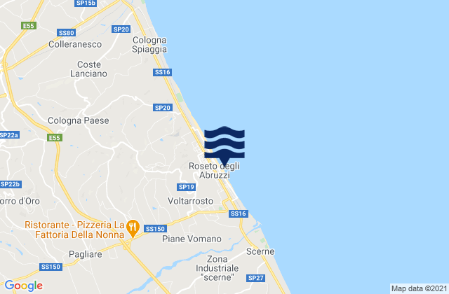 Mapa da tábua de marés em Roseto degli Abruzzi, Italy