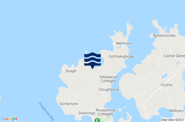 Mapa da tábua de marés em Rosguill, Ireland