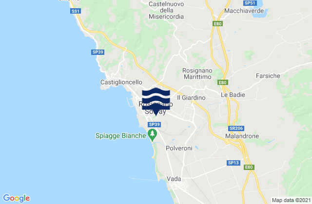 Mapa da tábua de marés em Rosignano Marittimo, Italy