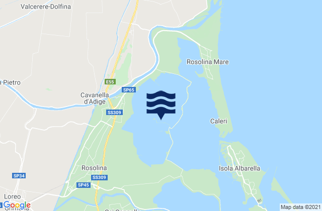Mapa da tábua de marés em Rosolina, Italy