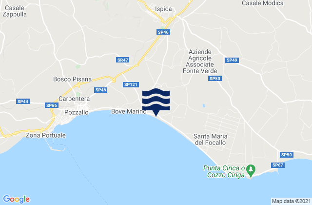 Mapa da tábua de marés em Rosolini, Italy