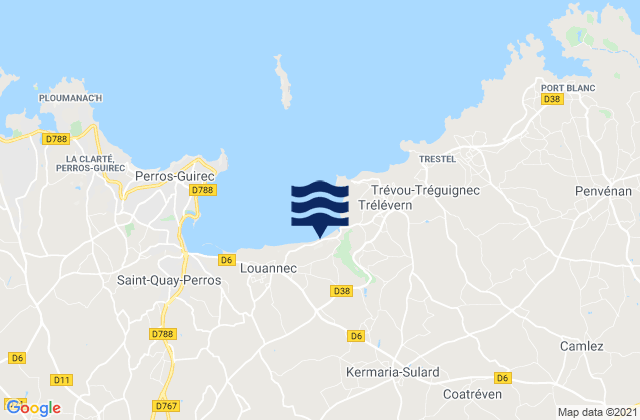 Mapa da tábua de marés em Rospez, France