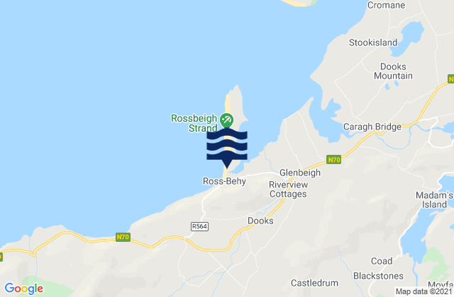 Mapa da tábua de marés em Rossbeigh, Ireland
