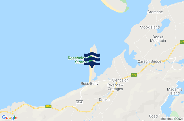 Mapa da tábua de marés em Rossbeigh Strand, Ireland