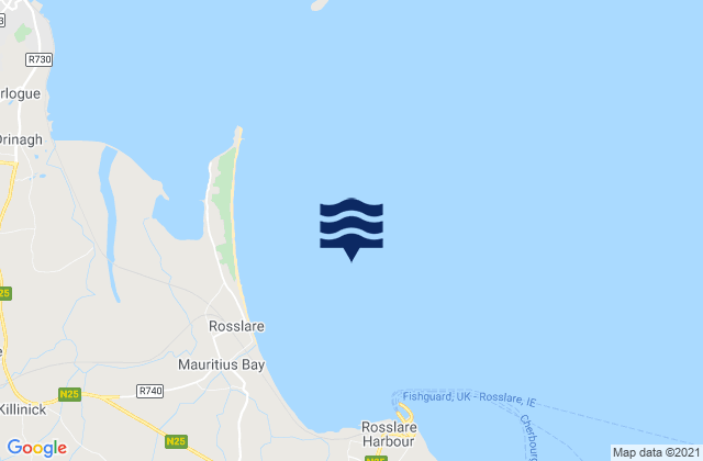 Mapa da tábua de marés em Rosslare Bay, Ireland