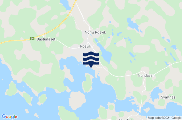 Mapa da tábua de marés em Rosvik, Sweden