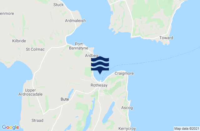 Mapa da tábua de marés em Rothesay Bay, United Kingdom
