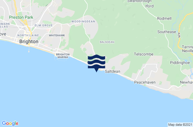 Mapa da tábua de marés em Rottingdean, United Kingdom