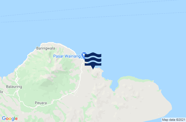 Mapa da tábua de marés em Roun Satu, Indonesia