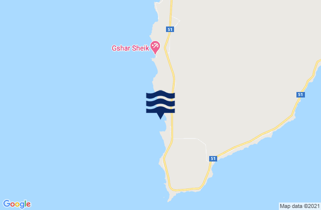 Mapa da tábua de marés em Rounders Bay Masira Island, Iran