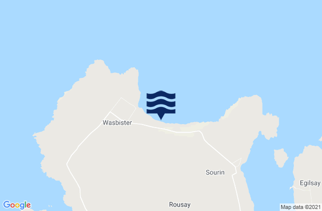 Mapa da tábua de marés em Rousay, United Kingdom