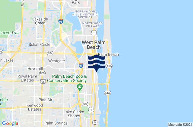 Mapa da tábua de marés em Royal Palm Estates, United States