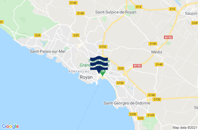Mapa da tábua de marés em Royan, France