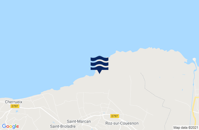 Mapa da tábua de marés em Roz-sur-Couesnon, France