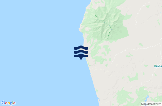 Mapa da tábua de marés em Ruapuke Beach, New Zealand