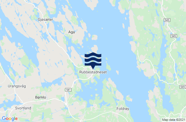 Mapa da tábua de marés em Rubbestadneset, Norway