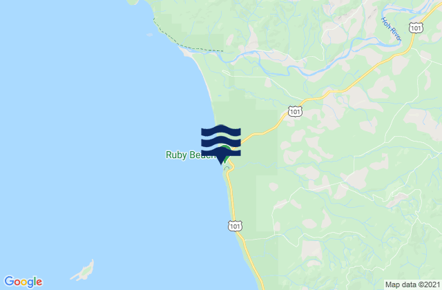 Mapa da tábua de marés em Ruby Beach, United States