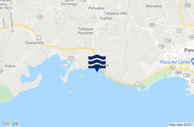 Mapa da tábua de marés em Rucio Barrio, Puerto Rico
