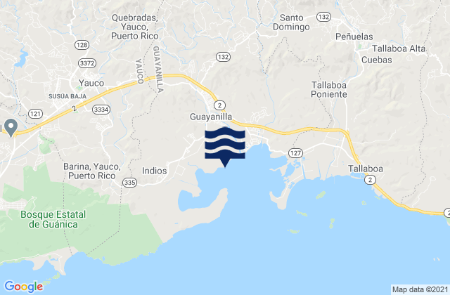 Mapa da tábua de marés em Rufina Barrio, Puerto Rico