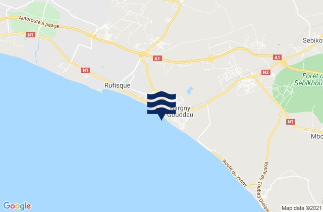 Mapa da tábua de marés em Rufisque Department, Senegal