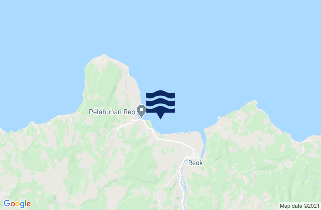 Mapa da tábua de marés em Ruis, Indonesia