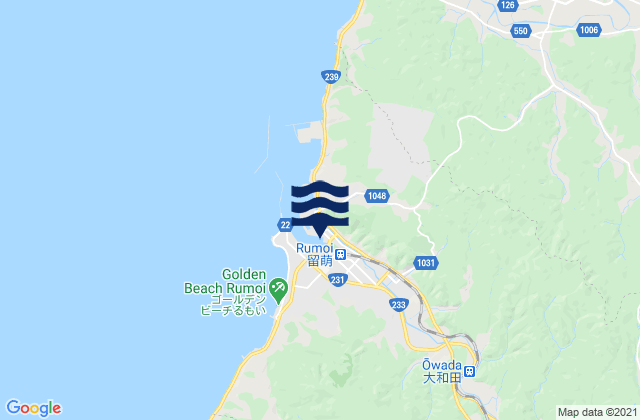 Mapa da tábua de marés em Rumoi Ko, Japan