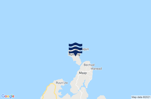 Mapa da tábua de marés em Rumung, Micronesia