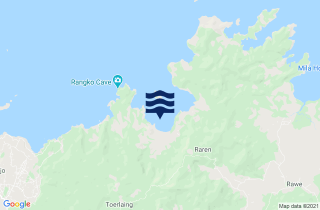 Mapa da tábua de marés em Rungkam, Indonesia