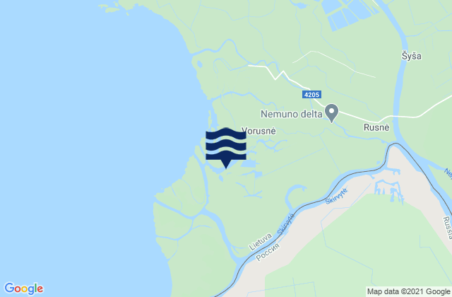 Mapa da tábua de marés em Rusnė, Lithuania