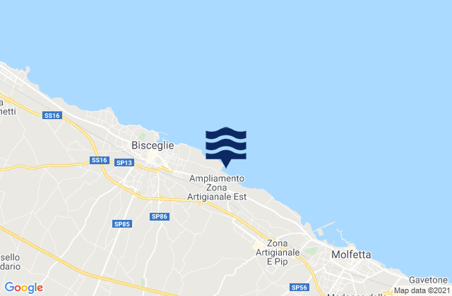 Mapa da tábua de marés em Ruvo di Puglia, Italy